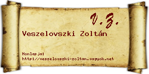 Veszelovszki Zoltán névjegykártya